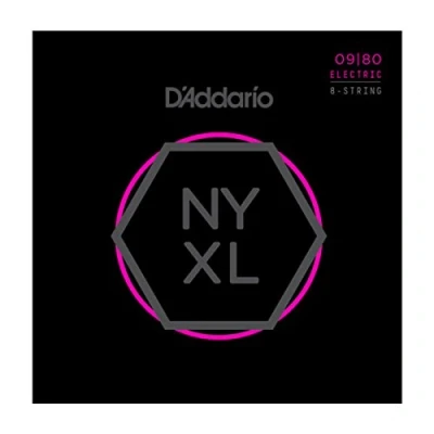 Abbildung von D&#039;Addario E Gitarren Saiten Gitarrensaiten Gitarre Premium für 8 saitige DER BELIEBTESTEN SAITENMARKE NYXL0980 &quot;New York&quot; Stahl Super Light (09 80)