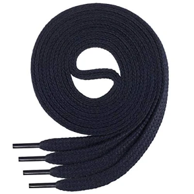 Abbildung von Di Ficchiano 1Paar flache SCHNÜRSENKEL aus 100% Baumwolle für Sneaker Sportschuhe sehr reißfest ca. 7 mm breit elastische Schnürsenkel dunkelblaue Farbe: darkblue 110cm