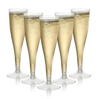 Abbildung von MATANA 24 Premium Elegante Sektgläser Plastik, 133ml Mehrweg Cocktailgläser, Champagner Gläser aus Kunststoff, Sektflöten, Proseccogläser für Hochzeiten, Geburtstage, Partys