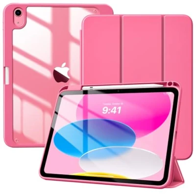 Abbildung von TiMOVO Hülle für iPad A16 11. Generation 11 Zoll 2025, 10. 2022 10,9 mit Stifthalter, Schutzhülle Klare Transparenter Rückseite, Auto Schlaf/Aufwach, Wassermelone Rot