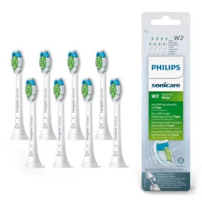 Abbildung von Philips Sonicare Original W2 Optimal White Standard Bürstenköpfe für Schallzahnbürsten 8er Pack, in Weiß (Modell HX6068/12)