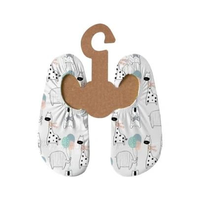 Abbildung von Slipstop Kinder Strandschuhe Anti Rutsch Sport Schuhe Schwimmschuhe Badeschuhe Urlaub Yoga Unisex Chico mit Elefanten&amp;Giraffen Sonnenschutzfaktor 50+, Gr. 21 23