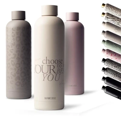 Abbildung von MAMEIDO Trinkflasche Edelstahl 750ml, 500ml &amp; 1l auslaufsichere Thermosflasche, Kohlensäure geeignet, BPA frei, Isolierflasche 12h heiß 24h kalt (Striving Me, 0,75l)
