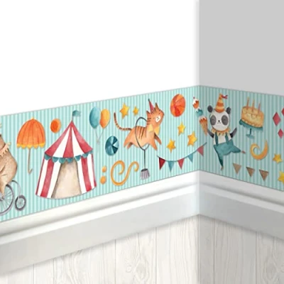 Abbildung von Papierdrachen Kinderbordüre Zirkus Bordüre Kinderzimmer Tapete für Kinder Verschönerung von Wänden und Themenzimmern Wanddekoration Jungen Mädchen Set 3