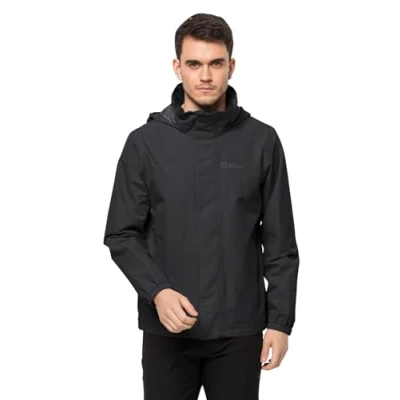 Abbildung von Jack Wolfskin Stormy Point Regenjacke / wasserabweisende Jacke, Herren, Größe: Large, Black