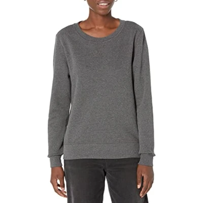 Abbildung von Amazon Essentials Damen Sweatshirt aus French Terry Fleece mit Rundhalsausschnitt (Erhältlich in Übergröße), Dunkelgrau Meliert, XL