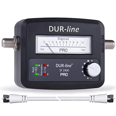Abbildung von DUR line® SF 2400 Pro Satfinder Messgerät zum exakten Ausrichten Ihrer digitalen Satelliten Schüssel inkl. F Kabel und deutscher Anleitung