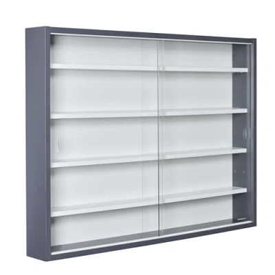 Abbildung von Inter Link Sammlervitrine Hängevitrine Wandregal Glasvitrine Wandvitrine Hängeregal Schaukasten MDF Grau/Weiß (80x60x9.5 cm) Collecty Grau