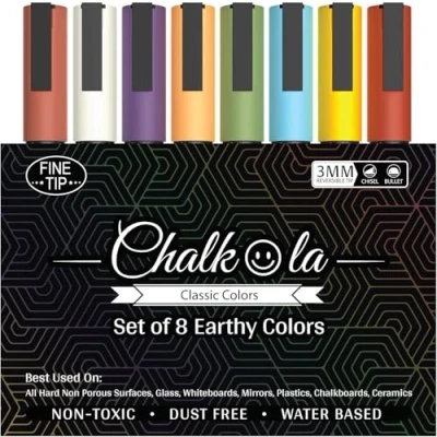 Abbildung von Chalkola Kreidestifte für Tafel Abwaschbar, 8 Kreidemarker Pastell 3mm Umkehrbare Spitze Kreide Stift Fenster, und als Glasstift Chalk markers Erwachsene &amp; Kinder