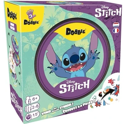 Abbildung von Asmodee DOBBLE: Stitch Gesellschaftsspiele Kartenspiel, Schnelligkeit und Beobachtung Spiel für Familie Kinder ab 6 Jahren 2 bis 8 Spieler französische niederländische Version