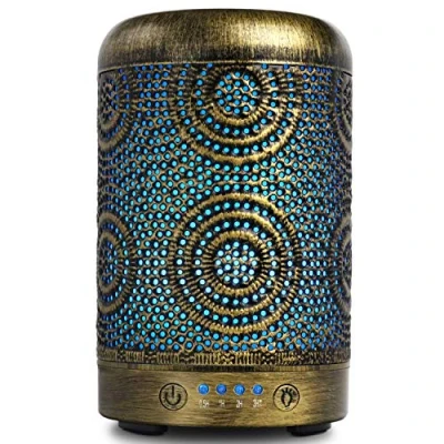 Abbildung von SALKING Aroma Diffuser Luftbefeuchter Humidifier, Handgefertigt Metall Diffusor für ätherische Öle, Automatisch Power Off, 7 Farbe Licht Vintage Aromatherapie Baby, Zuhause Büro oder Yoga