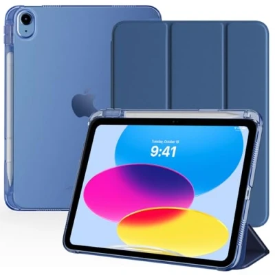 Abbildung von TiMOVO Hülle für iPad (A16) 11 Generation Zoll 2025, 10 10,9 2022 mit Stifthalter, Schlanker Ständer Schutzhülle Auto Aufwach/Schlaf, Grau Blau