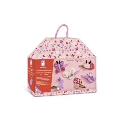 Abbildung von Janod J09179 Set mit 6 Haarspangen zum Selbstgestalten Blühender Garten Kit Kreative Freizeitgestaltung Kinder Lernen Feinmotorik und Kreativität Ab 5 Jahre