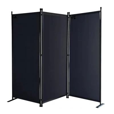 Abbildung von QUICK STAR Paravent 3 Teilig 170 x 165 cm Stoff Raumteiler Trennwand Balkon Sichtschutz Stellwand Faltbar Schwarz