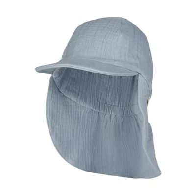 Abbildung von Sterntaler Schirmmütze Nacken Musselin Unisex Mütze aus Baumwoll (Bio) UV Schutz 50+ Sonnenhut mit Nackenschutz Baby und Kinder Sommer Kopfbedeckung graublau, Größe 55