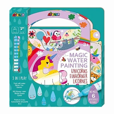 Abbildung von Avenir 6301778 Ausmalspiel Einhörner, 3 in 1 Kreativ Set mit Spielen, Stickern und Ausmalbildenr, DIY, Aktivitätenblock für Kinder ab Jahren