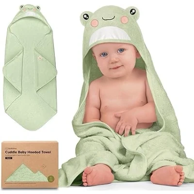 Abbildung von KeaBabies Kapuzenhandtuch Baby Handtuch Kapuze, Weich &amp; Super Saugfähig Babyhandtuch mit Kapuze für Neugeborene, Badetuch Babybadetücher Kapuzenhandtücher (Frog)