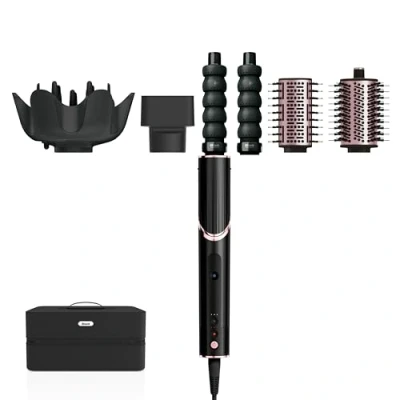 Abbildung von Shark FlexStyle 5 in 1 Luftstyler &amp; Haartrockner, Auto Wrap Lockenaufsatz, Paddle Bürste, Ovalbürste, Konzentrator, Diffusor, Aufbewahrungskoffer, Keine Hitzeschäden, Schwarz/Roségold, HD446EU