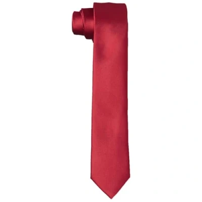 Abbildung von DonDon Krawatten für Herren handgefertigt Seiden Look 6 cm Krawatte Dunkelrot