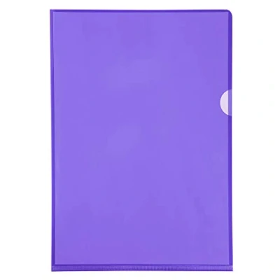 Abbildung von Exacompta 661205E 100er Pack PVC Kunststoff Aktenhüllen. für DIN A4 transparent glasklar violett oben und seitlich offen Plastikhülle Klarsichthülle Büro die mobile Organisation