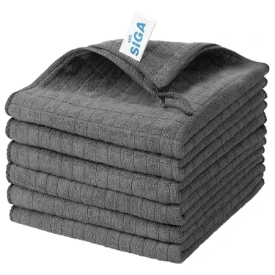 Abbildung von MR.SIGA Mikrofaser Reinigungstuch, Lappen, Putztücher Fenster Tücher Mikrofasertücher Geschirrtücher,6er Pack, Größe: 35 x 40 cm