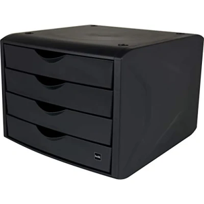 Abbildung von helit H6429595 Schubladenbox „the green chameleon“, aus Recycling Kunststoff Blauer Engel zertifiziert, anthrazit schwarz, 1 Stück
