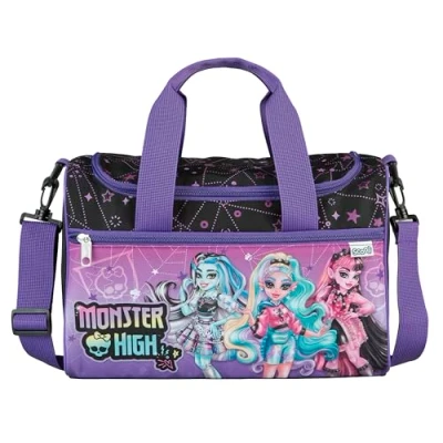 Abbildung von Scooli Monster High Sporttasche für Kinder 23 x 35 16 cm geräumiges Hauptfach Verstellbarer Schultergurt Zubehör die Schule Umhängetasche