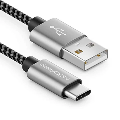 Abbildung von deleyCON 1,5m Nylon USB C Kabel Ladekabel Datenkabel Typ Metallstecker Laden &amp; Synchronisieren von Handy Smartphone