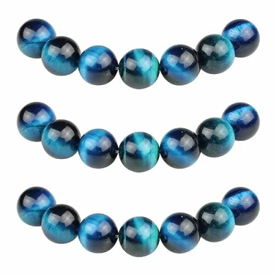 Abbildung von MJDCB Perlen zum Auffädeln 8mm 45 stück Himmelblaues Tigerauge Halbedelsteine mit Loch Natürliche Lose Runde Steinperlen für Herstellung Schmuck Armbänder Halsketten