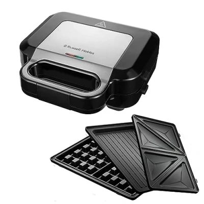 Abbildung von Russell Hobbs Multifunktionsgerät 3 in 1 [Sandwichmaker, Waffeleisen, Kontaktgrill] Creations (spülmaschinengeeignete, antihaftbeschichtete &amp; extra tiefe Platten, BPA frei) 26810 56