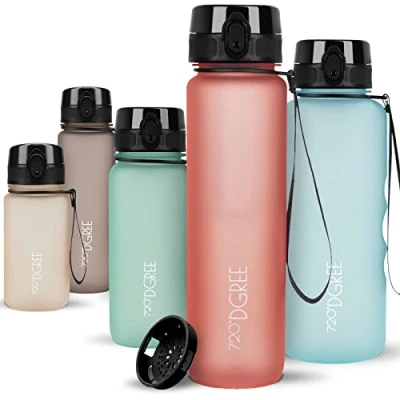 Abbildung von 720DGREE Trinkflasche 1l Sport “uberBottle“ softTouch +Sieb BPA Frei Wasserflasche für Uni, Arbeit, Fitness, Fahrrad, Outdoor, Job Sportflasche aus Tritan Leicht, Stoßfest, Wiederverwendbar