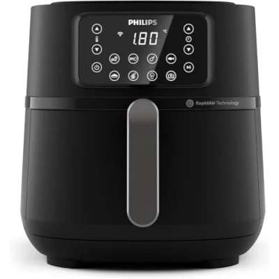 Abbildung von Philips Airfryer 5000 Connected Series 16 Arten der Zubereitung, 7,2 l Fassungsvermögen, Rapid Air Technologie für gesunde Mahlzeiten, energiesparend, leicht zu reinigen (HD9285/90)