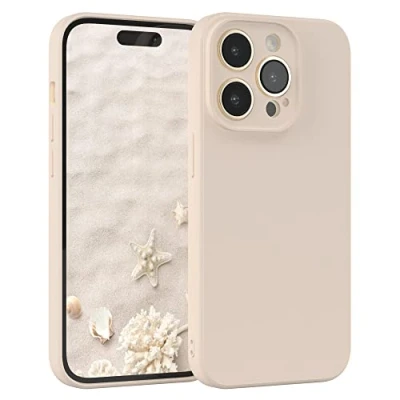 Abbildung von EAZY Case Silikonhülle für iPhone 14 Pro Hülle Silikon Beige weich stoßfeste Handyhülle Schutzhülle mit Kameraschutz Dünn Premium Schutz Cover TPU Phone Bumper in Taupe