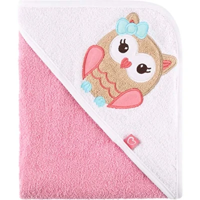 Abbildung von Be Mammy Kapuzenhandtuch Babyhandtuch aus Baumwolle Oeko Tex Standard 100 100cm x BE20 240 BBL (Rosa Eule)