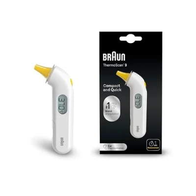 Abbildung von Braun ThermoScan 3 Ohrthermometer Schnelle 1 Sekunden Messung Akustische Fieberanzeige Digitaldisplay Baby und kleinkindfreundlich Die #1 Marke bei Ärzten(1) IRT3030