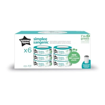 Abbildung von Tommee Tippee Nachfüllkassetten für Simplee Sangenic Windeleimer, Antibakterieller Schutz, 6er Pack