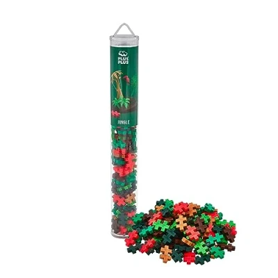 Abbildung von Plus Geniales Konstruktionsspielzeug, Dschungel, Kreativ Bausteine Tube, 100 Teile, Mehrfarbig, Mini 300.4266