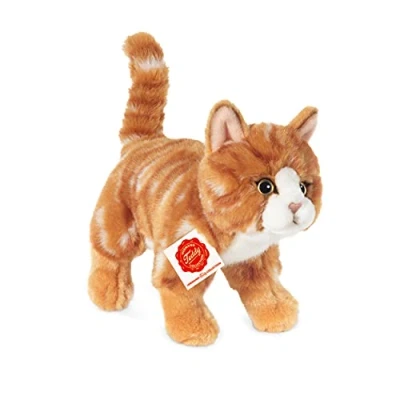 Abbildung von Teddy Hermann 90682 Katze 20 cm, Kuscheltier, Plüschtier, rot getigert mit recycelter Füllung