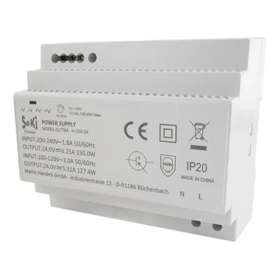 Abbildung von SeKi Hutschienen Netzteil H 150 24 24V 6,25A 150W DIN Rail Schienen Netzteil/Stromversorgung/Transformator