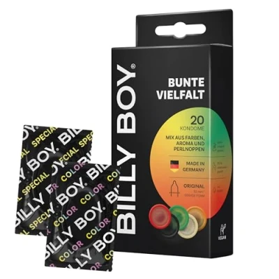 Abbildung von BILLY BOY Kondome Bunte Vielfalt 20er 52 mm Bunter, fruchtiger und genoppter Kondommix (1x20 Stück)