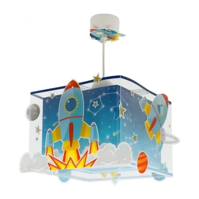 Abbildung von Dalber Lampe kinderzimmer, kinderlampe Pendelleuchte Hängelampe, Deckenleuchte Kinder, Deckenlampe kinderzimmer Rocket Raum Rakete Sonnensystem, 63352, E27