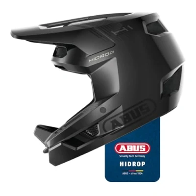 Abbildung von ABUS Downhill Helm HiDrop ASTM zertifizierter Fullface mit ABS Außenschale für MTB: Downhill, Enduro und Bikepark Erwachsene Jugendliche Schwarz, Größe M