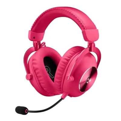 Abbildung von Logitech G PRO X 2 LIGHTSPEED Wireless Gaming Headset, abnehmbares Boom Mic, 50 mm Graphen Treiber, DTS:X Kopfhörer 2.07.1 Surround, Bluetooth/USB/3,5 Aux, PC, PS5, PS4 Magenta