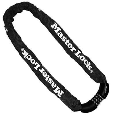 Abbildung von MASTER LOCK Fahrradschloss Stahlkettenglied [mit Zahlen] [90 cm Kette] 8392EURDPRO Ideal für Fahrräder, Schwarz