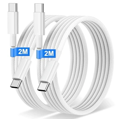 Abbildung von iPhone 15 16 Ladekabel 2Stück 2M, 60W Nylon USB C auf Kabel, Schnellladekabel für Apple 16/15/Pro/Pro Max, Samsung S23 S22 S21 MacBook Pro/Air, Huawei