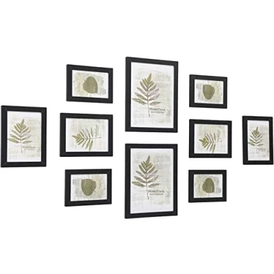 Abbildung von SONGMICS Bilderrahmen 10er Set, für 2 Fotos in 20 x 25 cm, 4 13 18 10 15 Kunststoffscheibe, MDF, tintenschwarz RPF310H