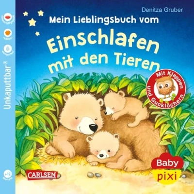 Abbildung von Baby Pixi (unkaputtbar) 96: Mein Lieblingsbuch vom Einschlafen mit den Tieren: Ein Buch Klappen und Gucklöchern ab 1 Jahr (96)