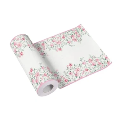 Abbildung von PAW Tischläufer aus Airlaid (40 cm x 24 m) I Tischdeko für Kommunion, Konfirmation, Hochzeit, Geburtstag, Gartenparty, Taufe Elegant Tischband Pinke Blumen Pink Season