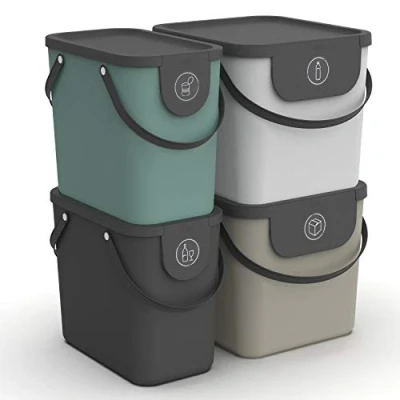 Abbildung von Rotho Albula 4er Set Mültrennungssystem 2x25l + 2x40l für die Küche, Kunststoff (PP) BPA frei, mehrfarbig, (43.5 x 36.5 47.6 cm), Bunt