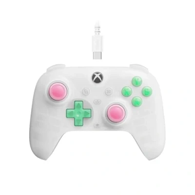 Abbildung von 8Bitdo Ultimate Mini Wired Controller for Xbox with RGB Lighting Fire Ring, Hall Effect Joysticks and Triggers, Series XS, One, Windows 10/11 Officially Licensed (Translucent White)